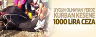 Uygun Olmayan Yerde Kurban Kesene 1000 TL. Ceza